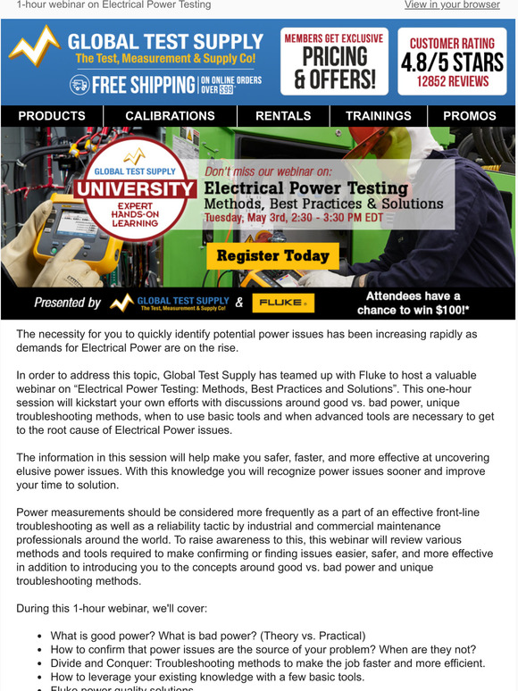 Fluke webinar today... Don't miss out 