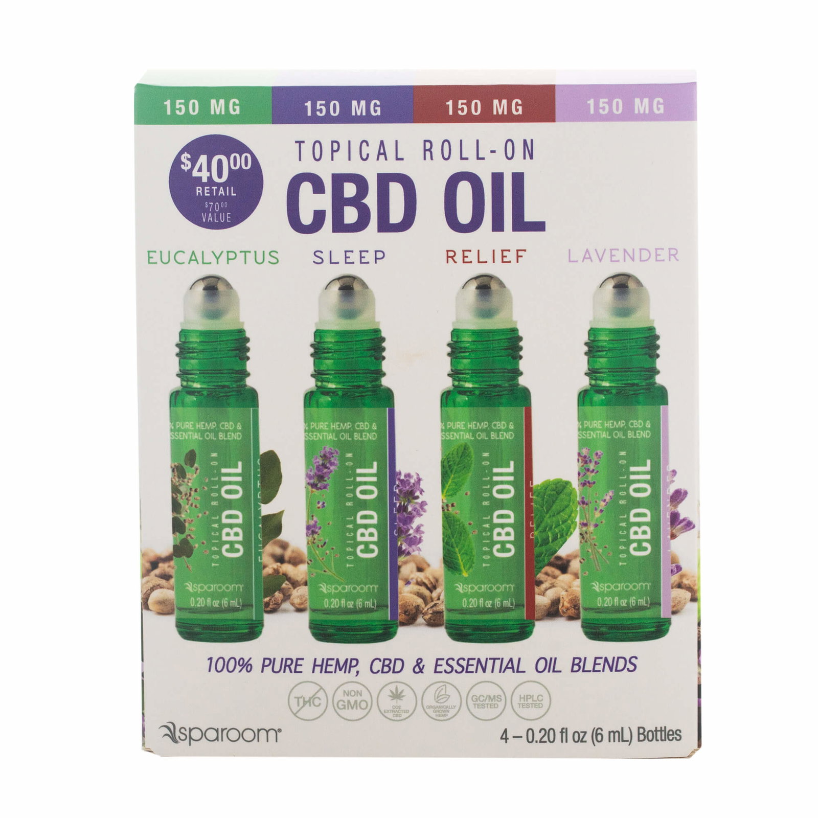 Image of 6 mL 4 Pack Topical Mini CBD Essential Oil Roll-ons