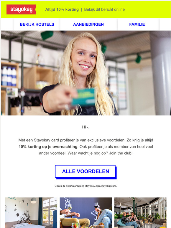 Altijd 10% korting op je overnachting! 