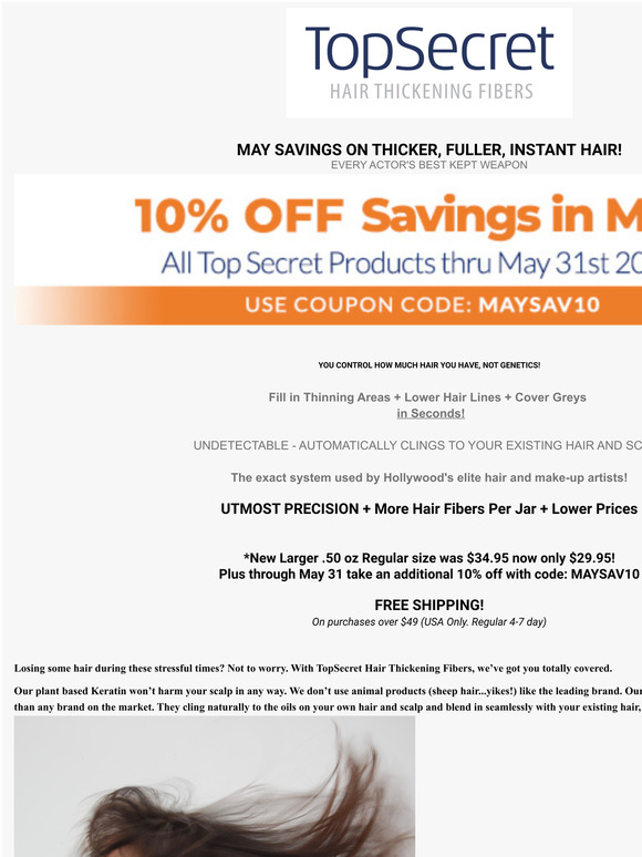 MAY SAVINGS ON A (SURGERY FREE) FULL HEAD OF HAIR