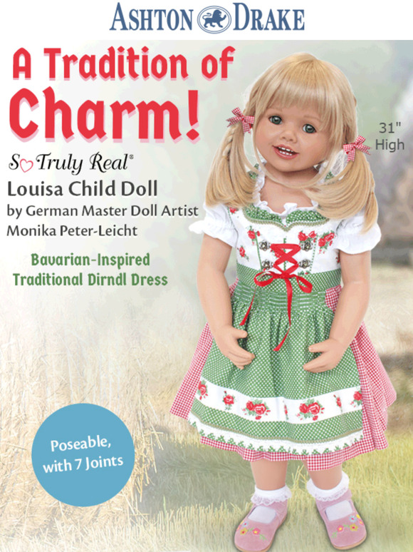 International Charmer!  Louisa Child Doll in Traditional Bavarian Costume is a Must See!