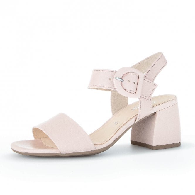 Silver Gabor Stylish Block Heel Sandals in Light Pink