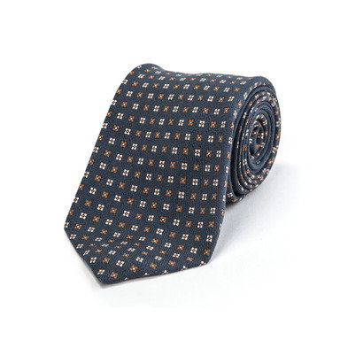 Blue and Brown Floral Silk Tie