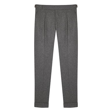 Grey Wool Pleated Trousers