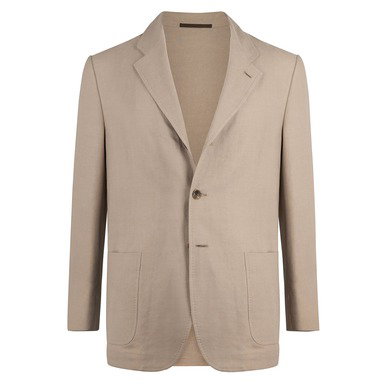Beige Cotton and Linen Unlined Jacket