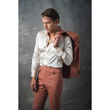 Pink Wool Parallel Trousers