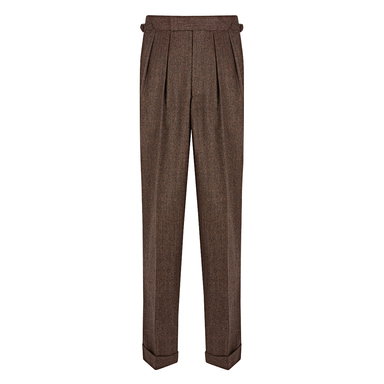 Mid-Brown Salt & Pepper VBC Flannel Aleksandar Trousers