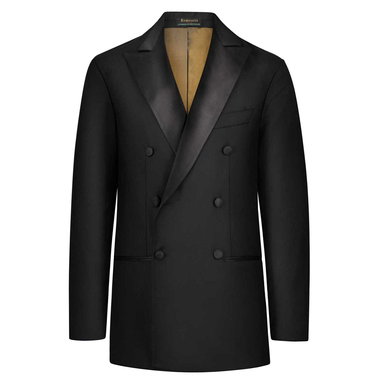 Black Wool Double-Breasted Tuxedo Jacket