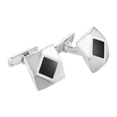 Sterling Silver and Onyx Flat Cabochon Cufflinks