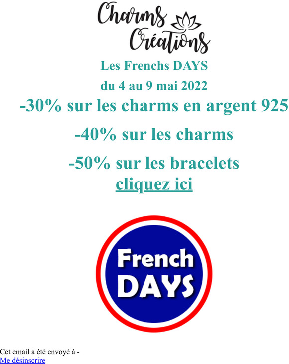 Charms Crations : les Frenchs DAYS du 4 au 9 mai 2022