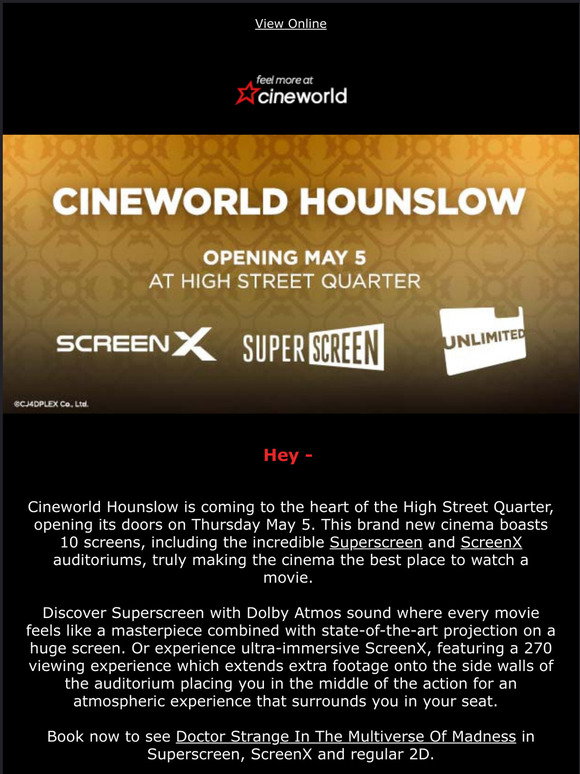 Cineworld: Cineworld Hounslow Opens Tomorrow | Milled