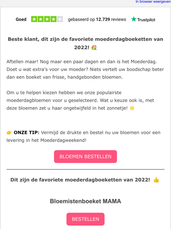 Euroflorist NO Beste klant, dit zijn de populairste moederdagboeketten