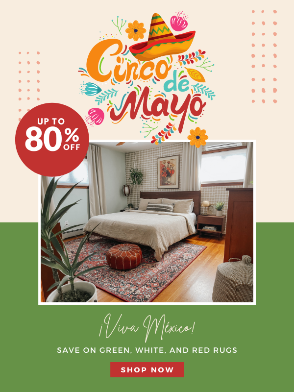 ¡Viva México! Save 80% on green, white, and red rugs.