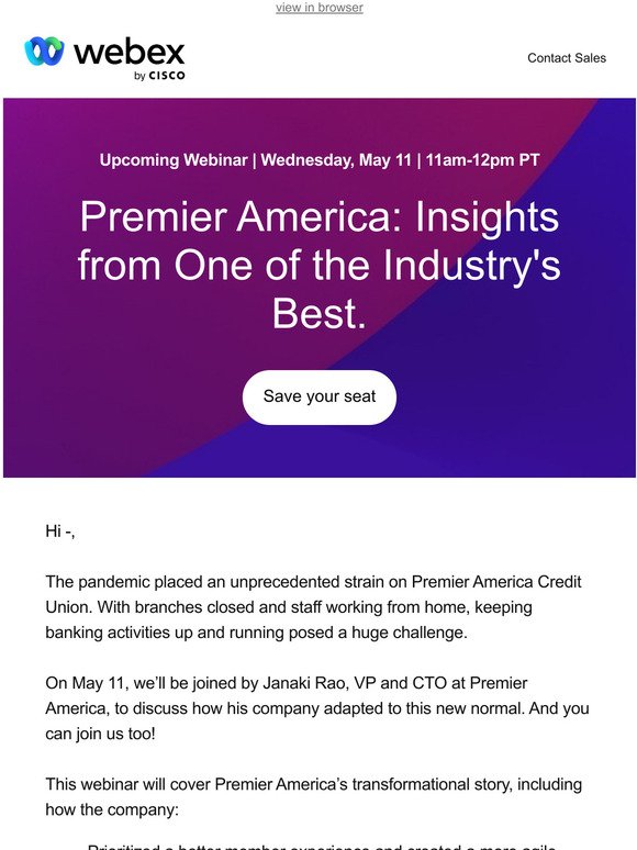 How Premier America Built the Future of Customer Experience with Webex