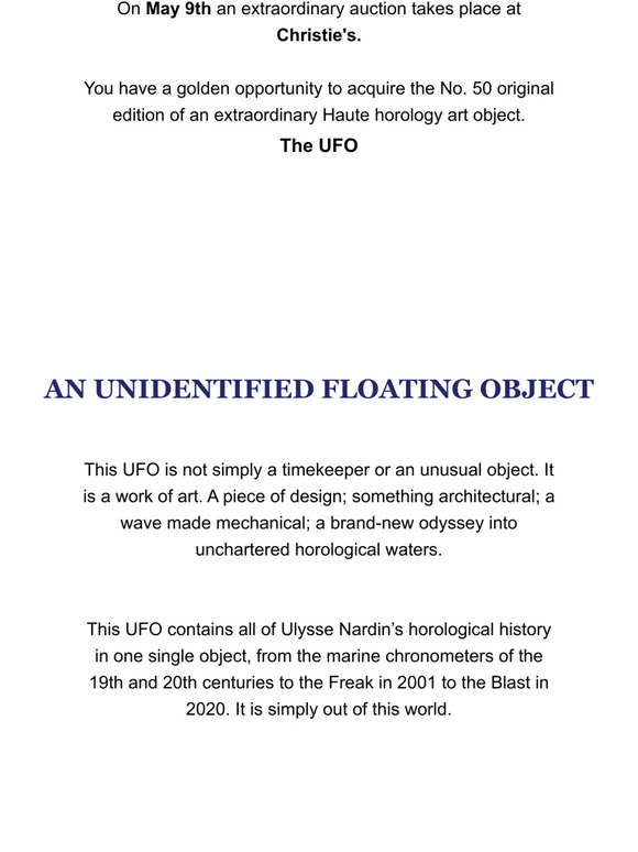 UFO, a rare limited edition auctioned by Christies.