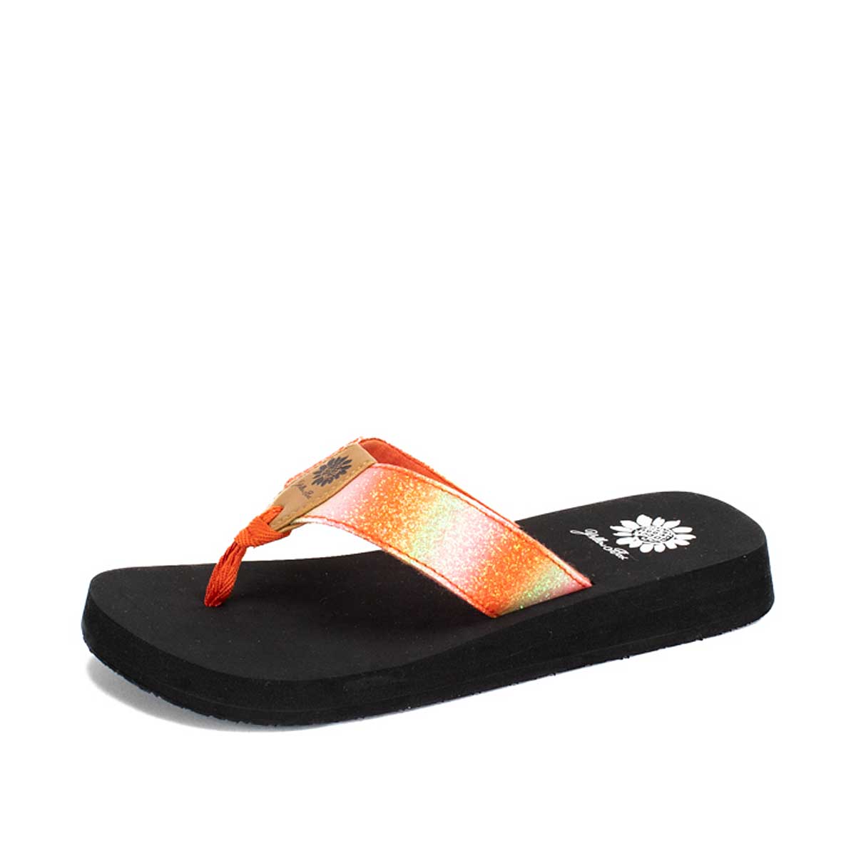 red yellow box flip flops