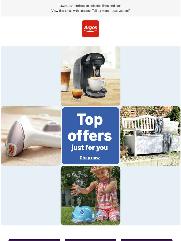 argos Opening me will reveal some outstanding offers. Milled