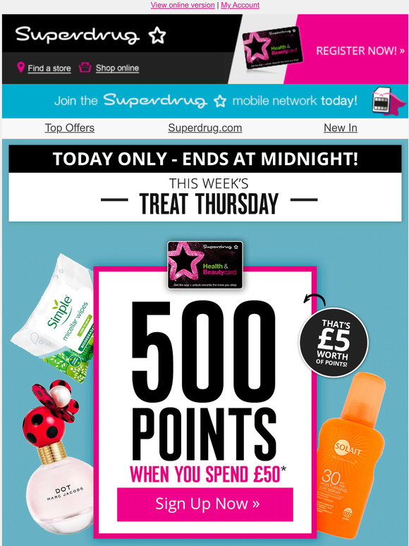 superdrug.com: -how does 500 FREE points sound? | Milled