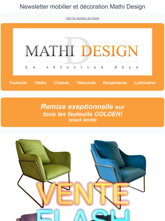 Vente FLASH mobilier et dcoration Mathi Design