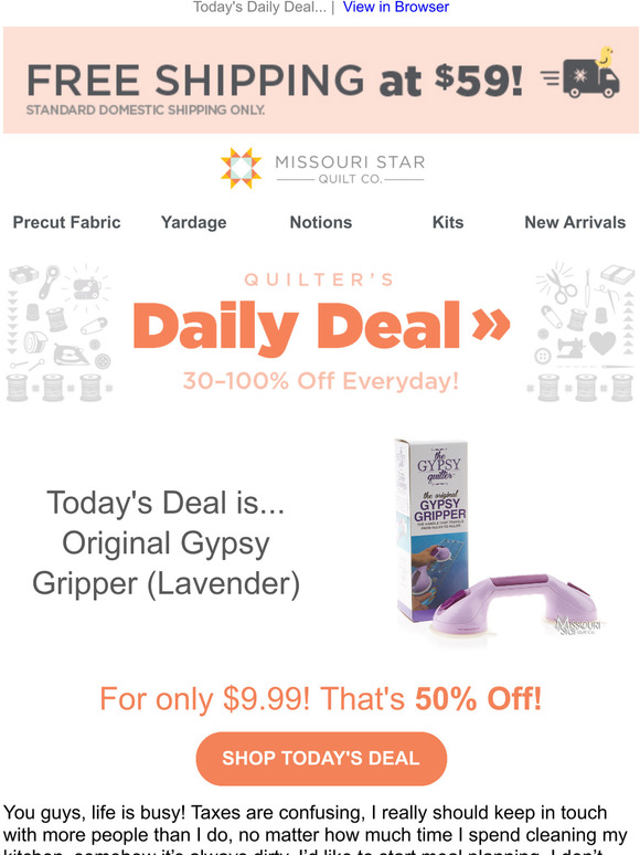 Missouri Star Quilt Company [Quilter's Daily Deal] Get a Grip! Milled