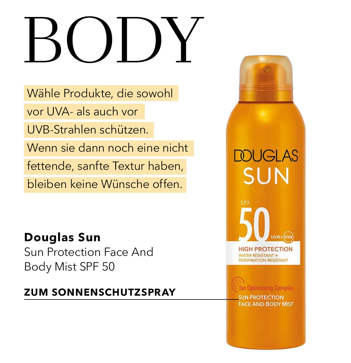 Douglas Collection Hight-Protection Body Mist SPF 50