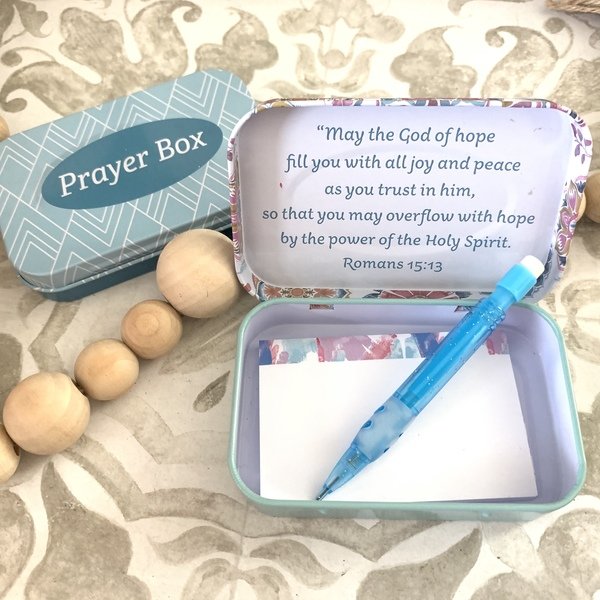Tin Prayer Boxes with Notepads and Pencils