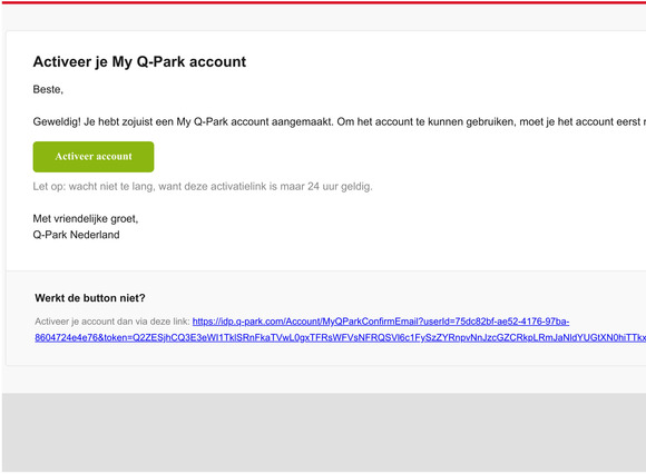 Activeer je My Q-Park account