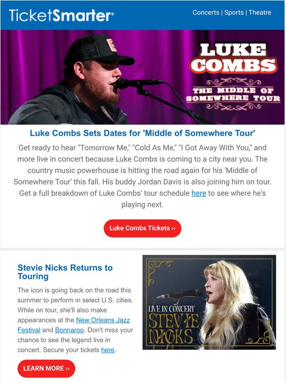 New Tours: Luke Combs, Stevie Nicks, &Santa Fe Klan