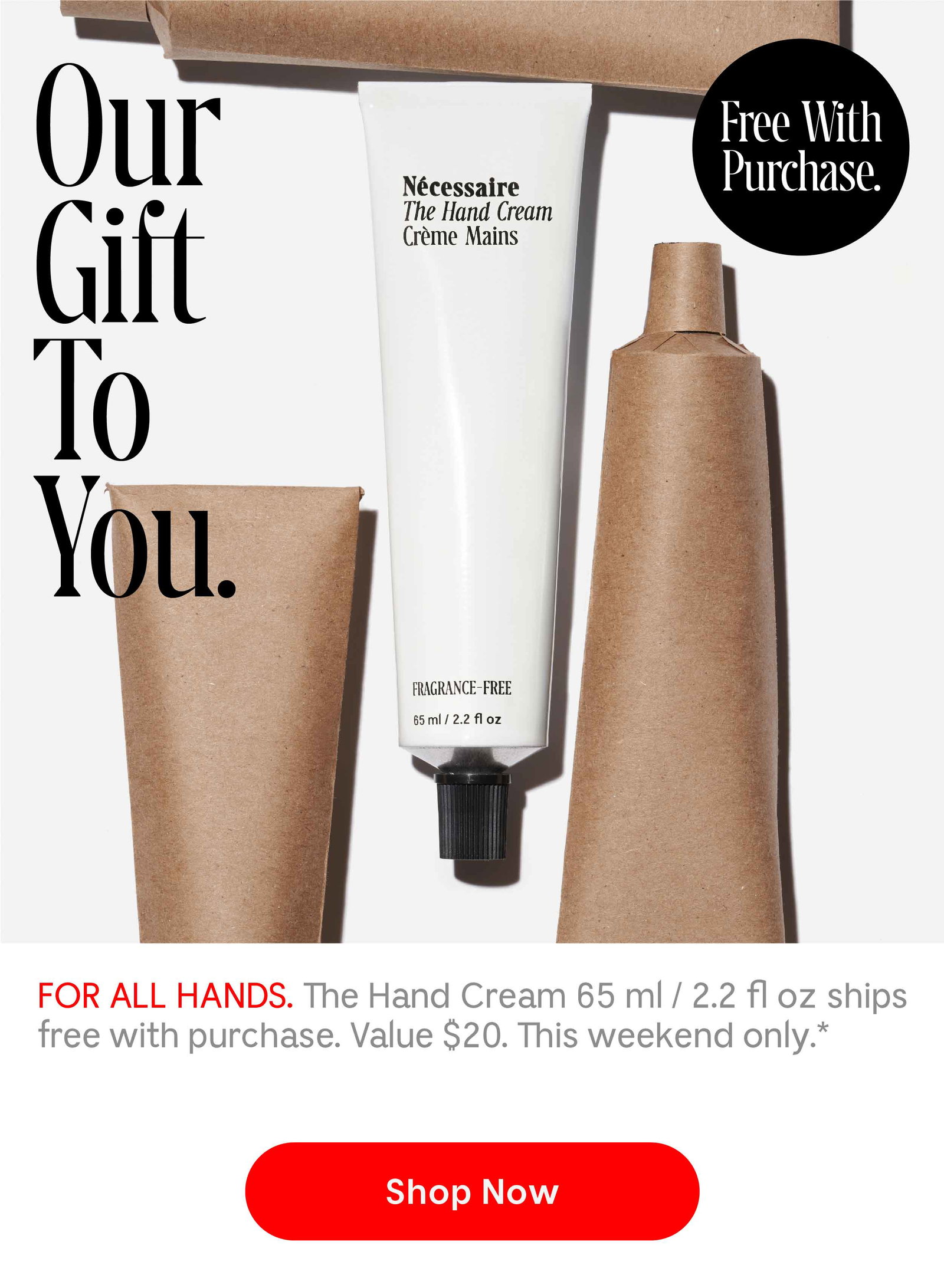 Nécessaire Now Live. The Hand Cream Ships Free. Milled