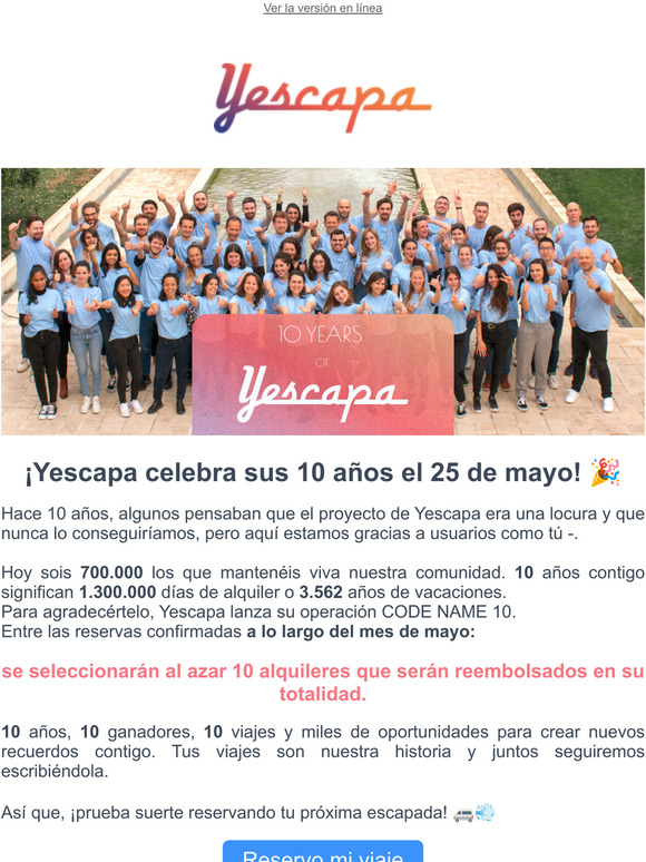 10 aos, 10 ganadores, 10 viajes para agradecer tu confianza