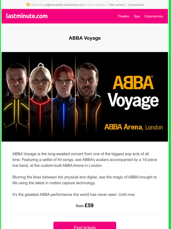 Lastminute IT ABBA Voyage now on sale get your dance floor tickets