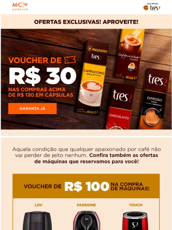 Voucher de R$30 OFF para compra de Cpsulas!