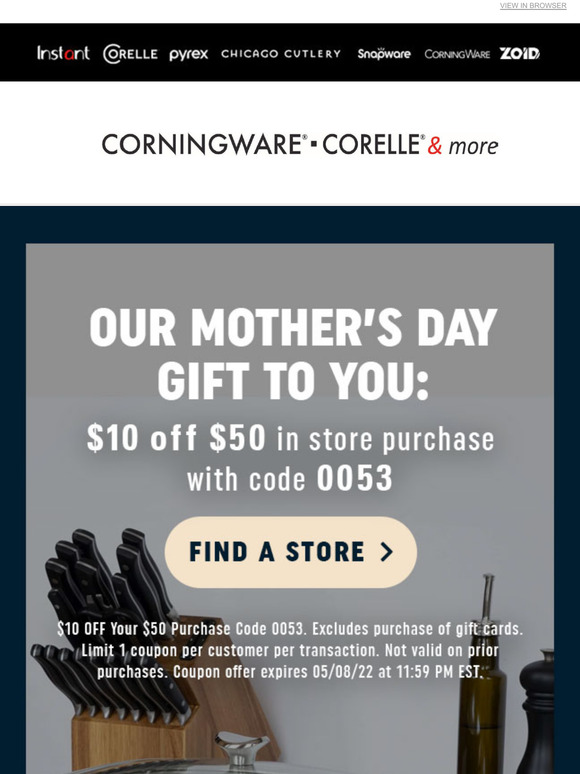 Corningware Corelle & More Outlets InStore Exclusive Savings Enclosed