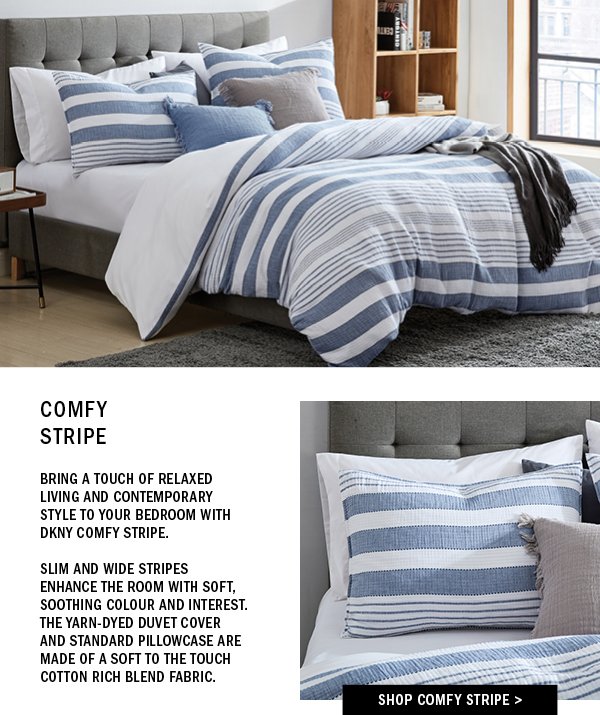 DKNY Comfy Stripe Bedding in Navy