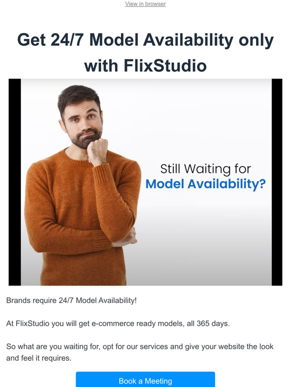 Get your brand Model 24 x 7 for your garment shoot.
