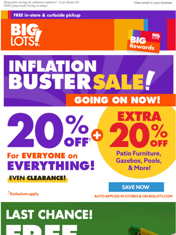 Big Lots Day After Christmas 2022 Markdown Schedule 2022 Big Lots: Inflation Buster Sale Is On! +Extra 20% Off Patio! | Milled