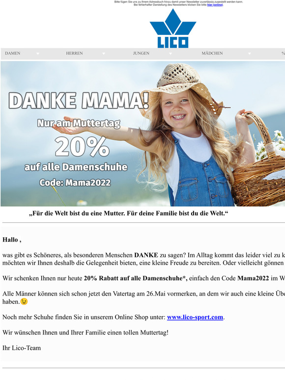 Danke Mama! 20% auf alle Damenschuhe