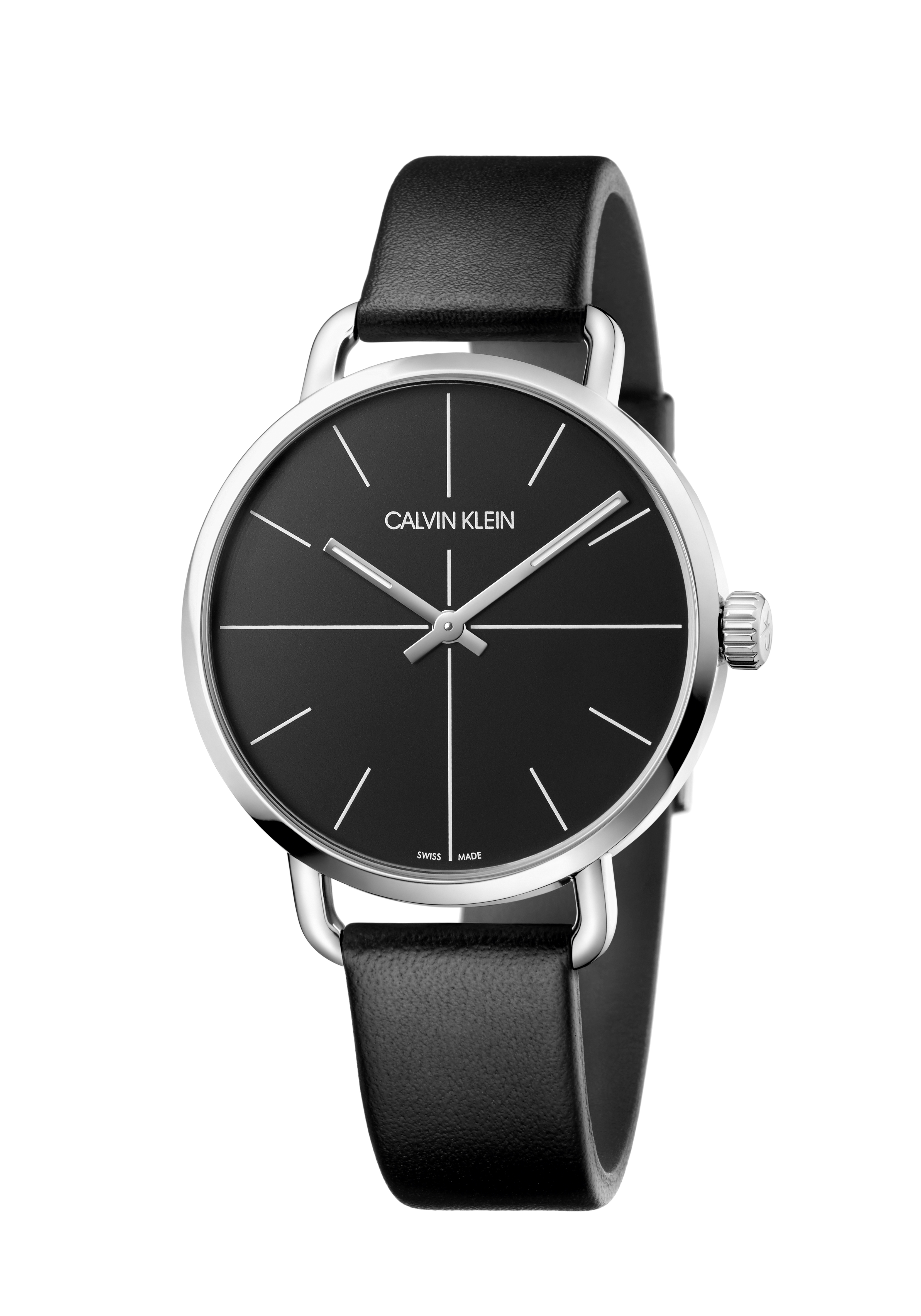 Calvin Klein Men's K7B211CZ Even Black Dial 42mm Leather Watch