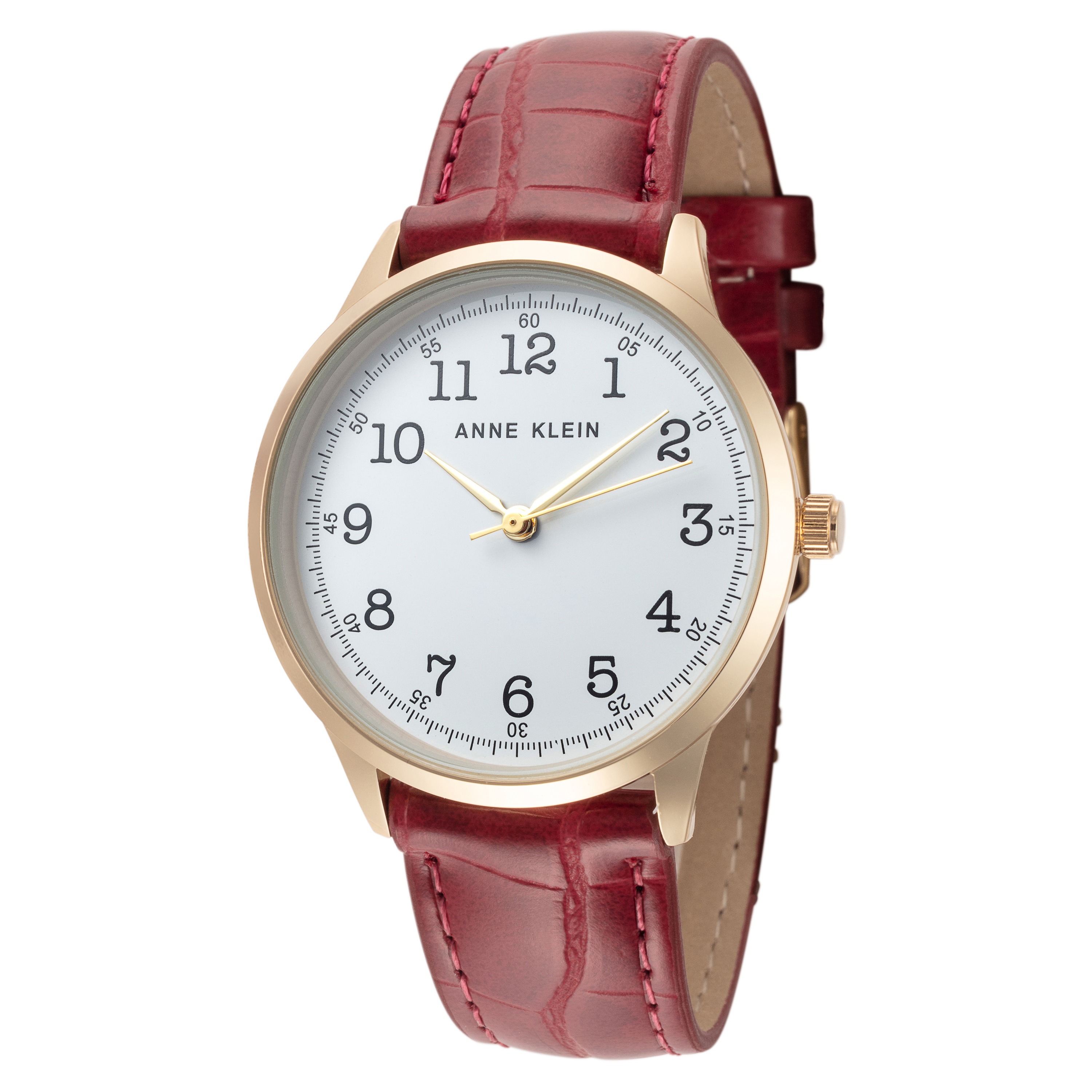 Anne Klein Women's AK-3700WTRD Fashion White Dial Leather Watch