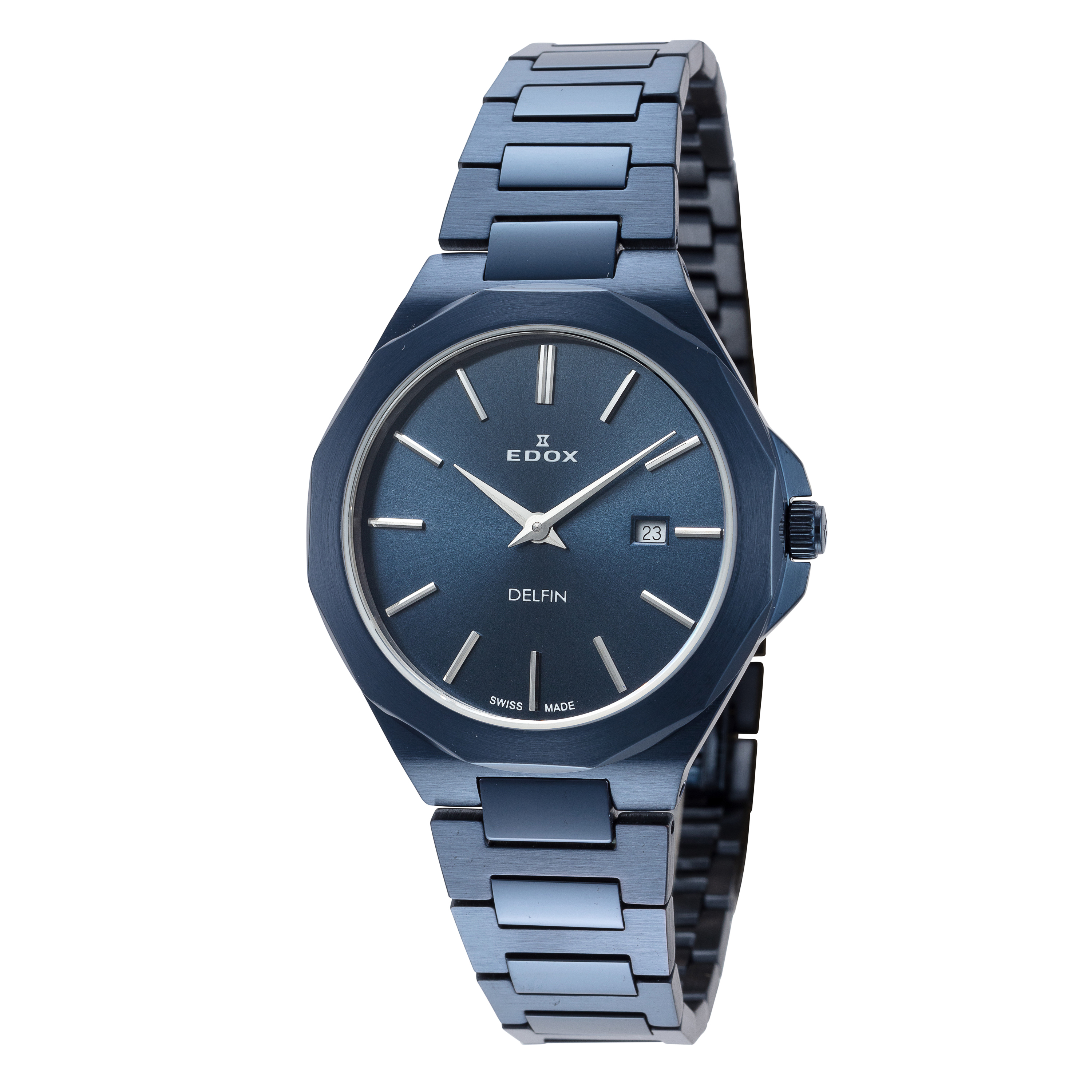 Edox Women's 57005-37BUM-BUIN Delfin 33mm Blue Dial Stainless Steel Watch