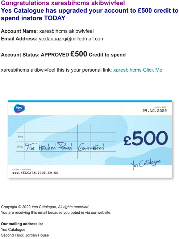 Yes Catalogue Account Upgrade Milled