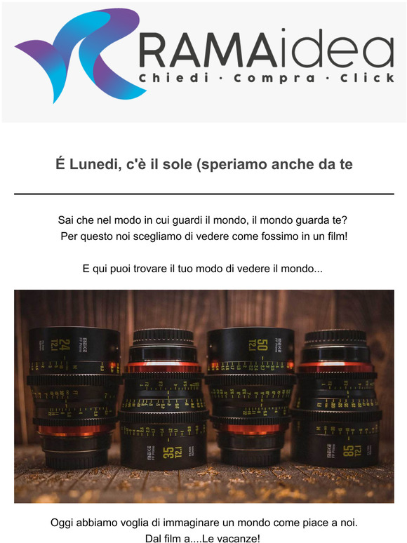 Ramaidea ti augura un buon inizio settimana!