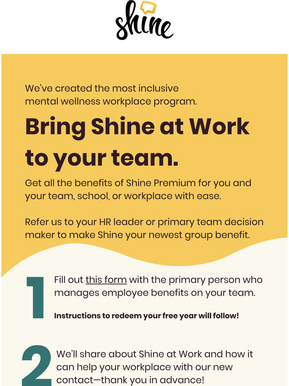 Hi -get a full year of Shine Premium for free!
