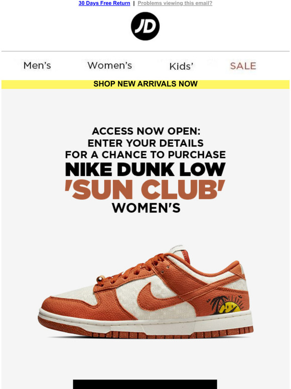 JD Sports (SG) Nike Dunk Low 'Sun Club' Access Now Open! Milled