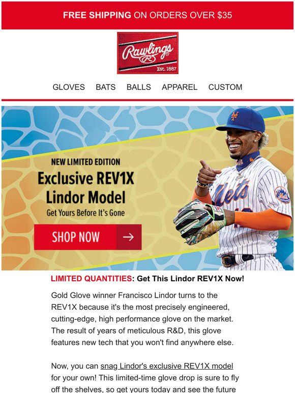 Rawlings: Get Lindor's Exclusive NEW REV1X Model!