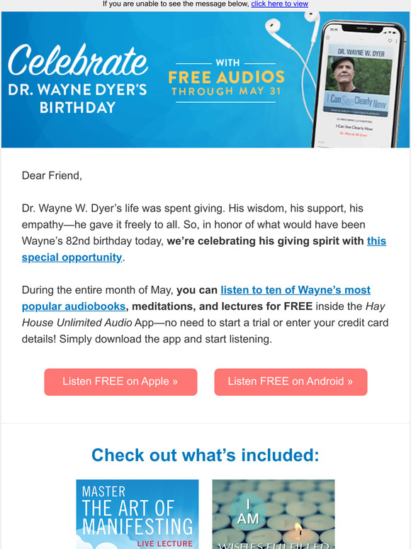 Hay House, Inc. Celebrate Dr. Dyers Birthday with Us! Milled