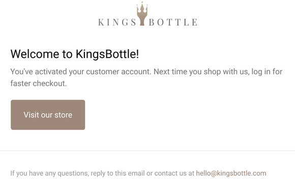 Customer account confirmation | KingsBottle