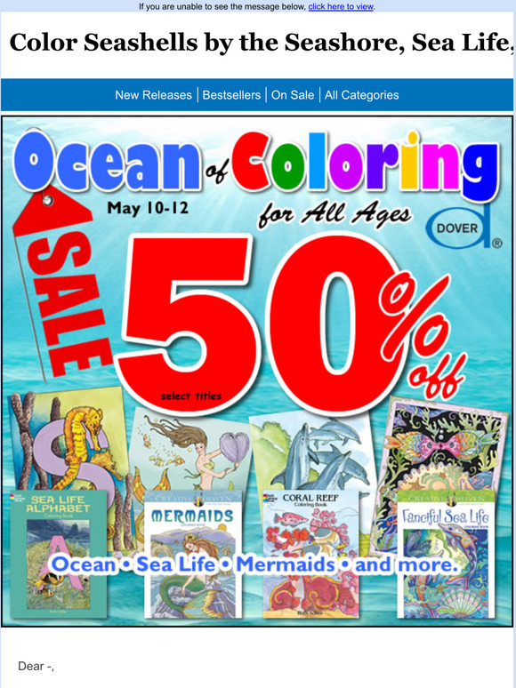 Dover Publications An Ocean of Color 50 Off SeaThemed Titles Milled