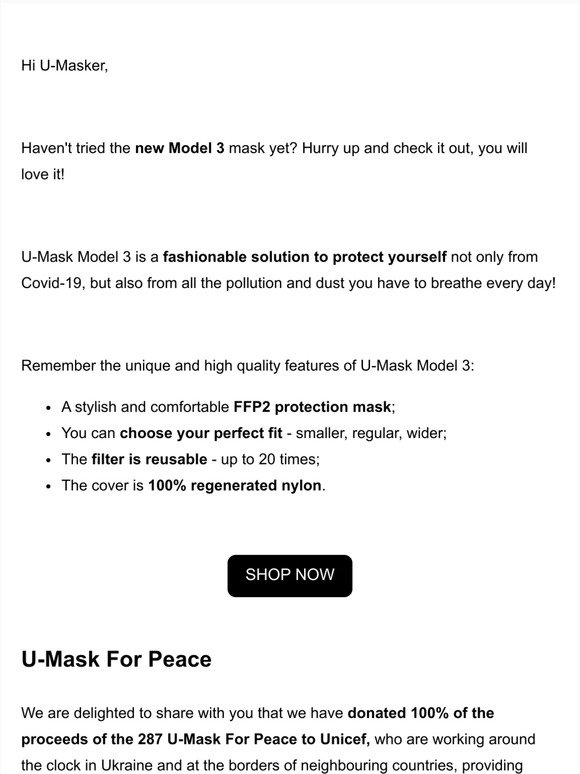 U-Mask Model 3 Black