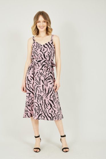 Mela Purple Zebra Printed Midi Dress